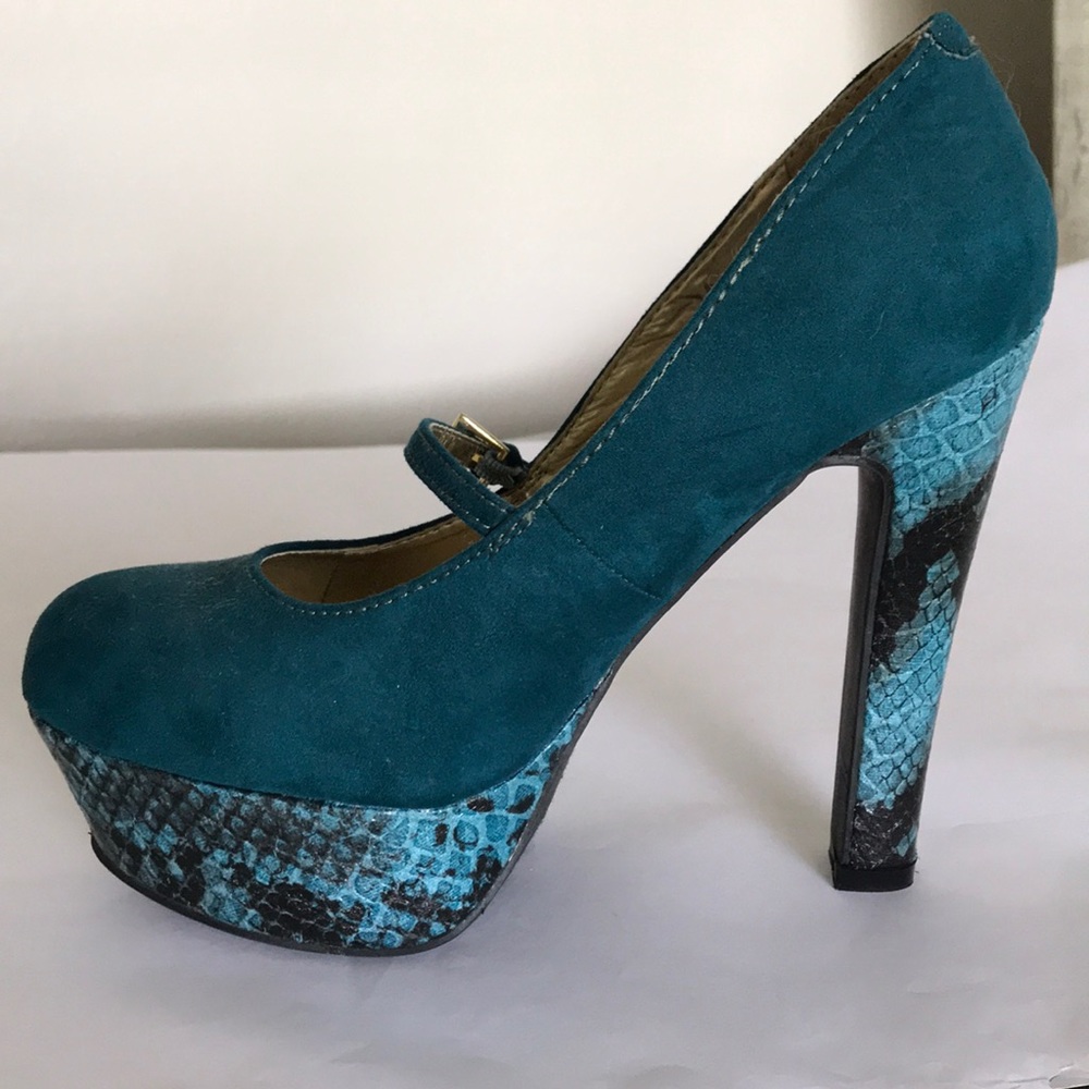 Turquoise & Snakeskin Stilettos